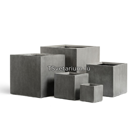 Кашпо TREEZ Effectory Beton куб тёмно-серый бетон 50х50х50 см (без технич.кашпо)