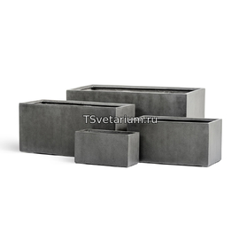 Кашпо TREEZ Effectory Beton низкий прямоугольник тёмно-серый бетон д-40, ш-20, в-22 см