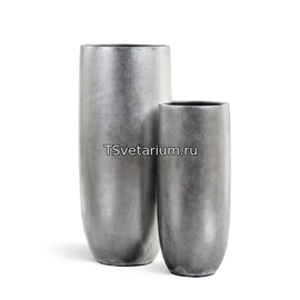 Кашпо TREEZ Effectory Metall высокий округлый конус Серебро в-95, д-39 см